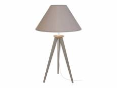 Arhus - lampe de chevet trépied bois naturel et taupe 65085