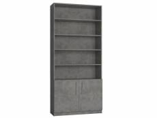 Armoire de rangement bibliothèque 2 portes gris béton