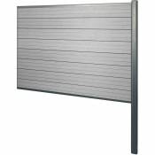 Brise-vue en wpc Sarthe, brise-vent de clôture, poteau en aluminium ~ extension, 185cm gris