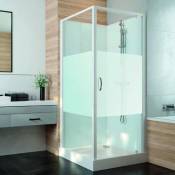 Cabine de douche carrée - Portes pivotantes - Verre sérigraphé - 80 x 80 cm - Izi Glass2 - Leda