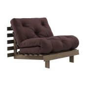 Canapé-lit en pin carob brown et tissu marron 90 x 200 cm Roots - Karup Design