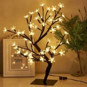 Cerisier lumineux 45 cm - 48 lumières blanches chaudes - Adaptateur à brancher - Bonsaï - Pour la maison, la chambre à coucher, un mariage, le