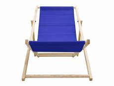 Chaise longue pliable 117x52x10 cm bleu foncé en bois