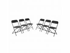 Chaises de réception pliantes – fiesta – 6 chaises d'appoint en plastique gris foncé et métal