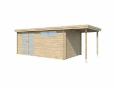 Chalet en bois 14.9 m² avec extension moderne avec plancher