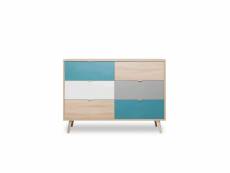 Commode scandinave 6 tiroirs multicolore co7001