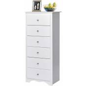 Costway - Commode 6 Tiroirs, Commode Chambre Adulte,