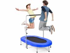 Costway trampoline de fitness pliable pour enfantset adultes avec poignée réglable de hauteur sur 5 positions, trampoline parent-enfant ovale intérieu