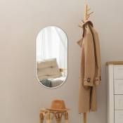 [en.casa] - Miroir mural Picciano ovale 40 x 80 cm blanc mat