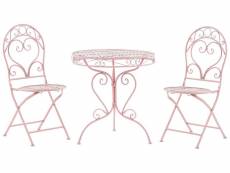 Ensemble de terrasse bistrot table et 2 chaises roses