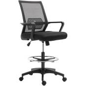 Fauteuil de bureau chaise de bureau assise haute réglable dim. 64L x 59l x 104-124H cm pivotant 360° maille respirante noir - Noir
