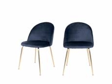Geneve - lot de 2 chaises en velours et pieds dorés - couleur - bleu marine