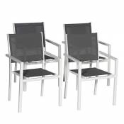 Happy Garden Lot de 4 chaises en Aluminium Blanc -
