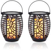 Jhy Design - Set of 2 Solar Lantern Suspension Lights Outdoor Lights with Handle led Solar Table Lamps