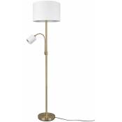 Lampadaire Lampadaire Plafonnier wash Lampe de salon Lampe de lecture avec spot flexible, commutable séparément, tissu métallique, laiton blanc, DxH