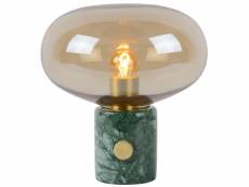 Lampe à poser charlize en marbre vert et verre ambre