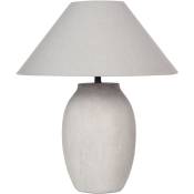 Lampe de Table en Céramique Grise et Lin Abat-Jour Conique 58 cm de Chevet Graliwdo