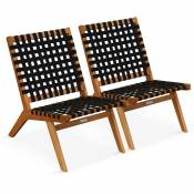 Lot de 2 fauteuils relax en bois d'eucalyptus noir