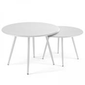 Lot de 2 tables basses ronde en acier blanc
