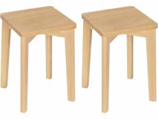 Lot de 2 tabouret en bois massif-chaise salle à manger-siège carré-hauteur 44-5cm-bh344ei-2