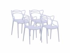 Lot de 4 chaise forme papillon en polypropylène coloris blanc - longueur 55 x profondeur 55 x hauteur 83 cm
