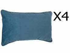 Lot de 4 coussins rectangulaires 100% polyester coloris bleu - dim : l.50 x l.30 cm -pegane