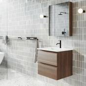 Meuble salle de bain design simple vasque messina largeur 60 cm noyer - Marron