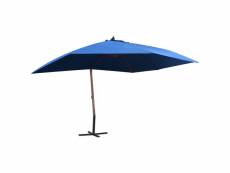 Parasol suspendu avec mât en bois 400x300 cm bleu 47123