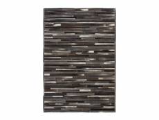 Paris prix - tapis tissé en cuir fait main "lavish" gris & marron 120 x 170 cm