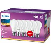 Philips - ampoule led B22, Blanc chaud, lot de 6
