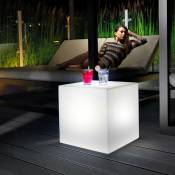Pouf d'extérieur table basse de jardin cube lumineux LED RGB Home Fitting | 40 x 40 - Filaire - LED