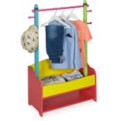 Relaxdays - Penderie pour enfants, portant vêtements chambre, 4 crochet, 2 tiroirs, hlp : 100,5x71x30 cm, multicolore