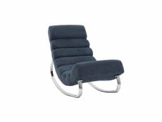 Rocking chair design en tissu effet velours bleu et acier chromé taylor
