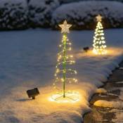 Sapin de Noël solaire à LED en métal, guirlandes lumineuses pour sapin de Noël intérieur extérieur, guirlandes lumineuses de décoration, décoration