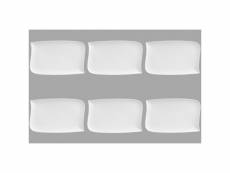 Set de 6 assiettes plates rectangulaire design vague - 33 cm x 20 cm - porcelaine