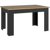 Table a manger pilvi - Style contemporain - Particules mélaminé - Décor Chene et noir - 4/6 personnes - l 140 x p 77 x h 90 cm