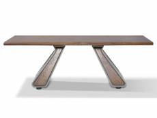Table basse bois/laqué isora - noyer/gris - bois foncé