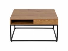 Table basse carrée en bois massif et métal willy