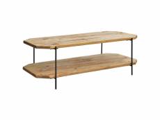 Table basse en bois rustique pieds métal 120 cm -