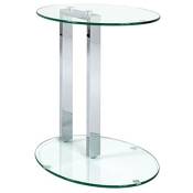 Table d'appoint en métal chromé et verre trempé - Dim : L45 x H50 x P35 cm Pegane