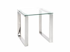 Table d'appoint en verre trempé transparent - 42 x 42 x 45 cm -pegane-