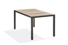 Table de jardin en alu anthracite plateau en polywood imitation bois