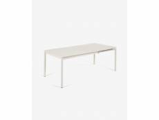 Table de jardin extensible coloris blanc mat en aluminium - longueur 140 / 200 x profondeur 90 x hauteur 75 cm