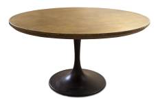 Table ronde en bois et laiton cuivrée