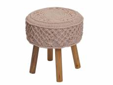 Tabouret repose-pieds siège forme ronde tricoté,