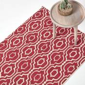 Tapis en coton à imprimé géométrique rouge - Riga - 90 x 150 cm