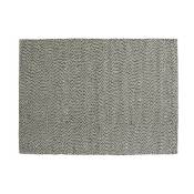 Tapis rectangulaire tressé en laine et coton gris 140x200 cm - Hay