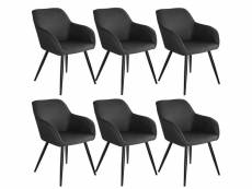 Tectake 6 chaises marilyn tissu - anthracite-noir 404076