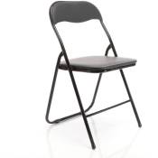 Toboli Chaise pliante 46x50x81cm Noire en Acier PU 200kg max. Fête Événements Salle à manger Outdoor - schwarz