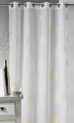 Voilage en Etamine Brodé ronds fils lurex brillants - Blanc/Or - 140 x 240 cm